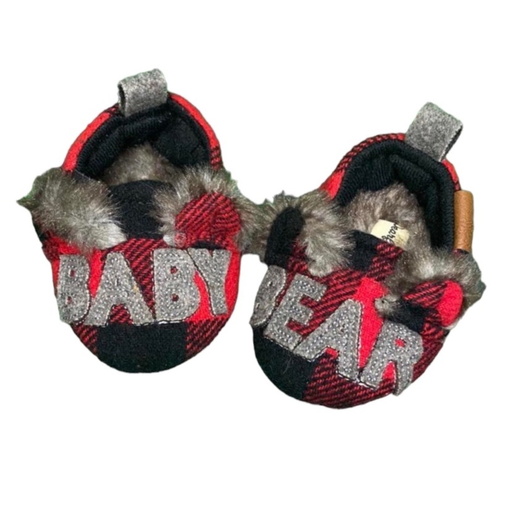 Dearfoams Baby Buffalo Check Baby Bear Closed Back Slipper